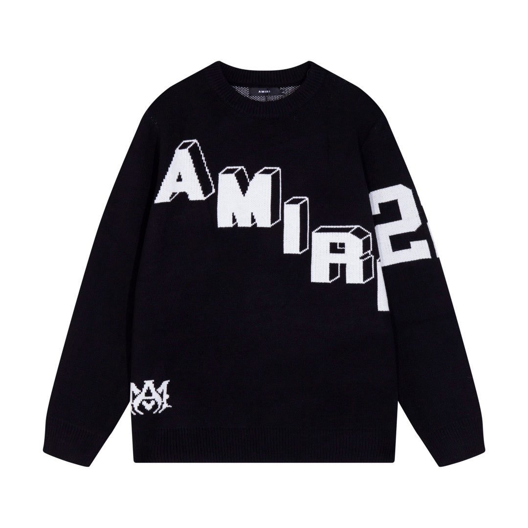 Block Letter Knit Sweater – Black/White